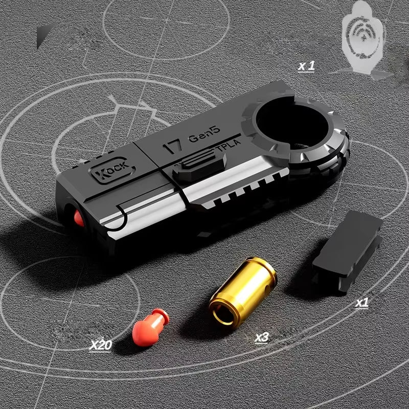 Exciting Portable Mini 3D Decompression Alloy Soft Bullet Pistol Toy - The Ultimate Birthday Gift for Boys and Outdoor Adventures