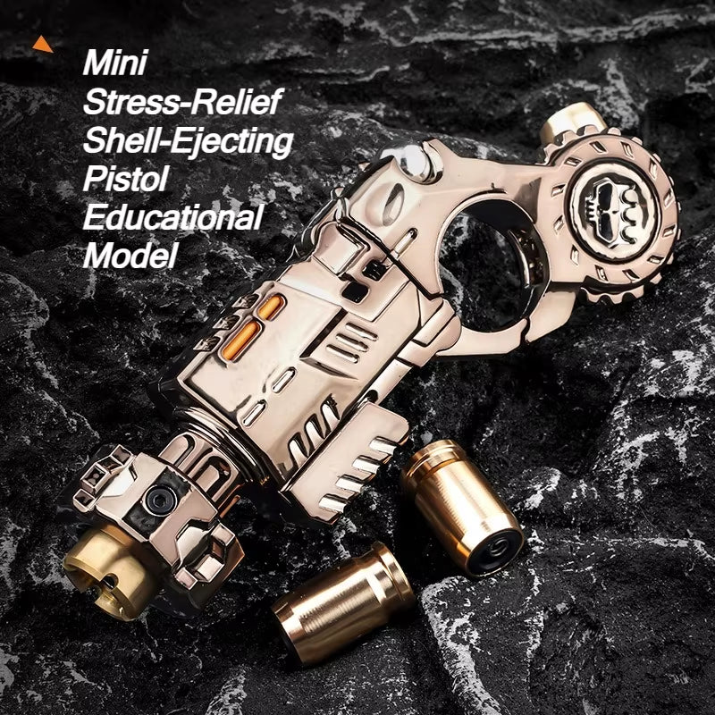 Shell-Ejecting Alloy Toy Pistol Set Stress Relief Fidget Sensory Toy Mini Finger Spinning Top EDC Desk Gadget Gift for Teen Boys