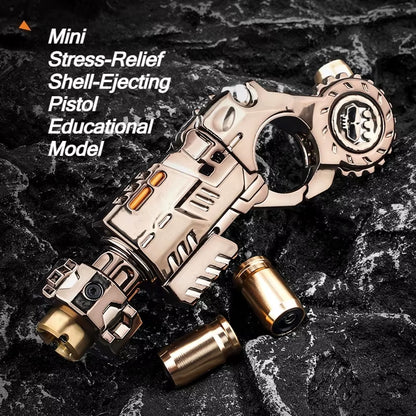 Shell-Ejecting Alloy Toy Pistol Set Stress Relief Fidget Sensory Toy Mini Finger Spinning Top EDC Desk Gadget Gift for Teen Boys