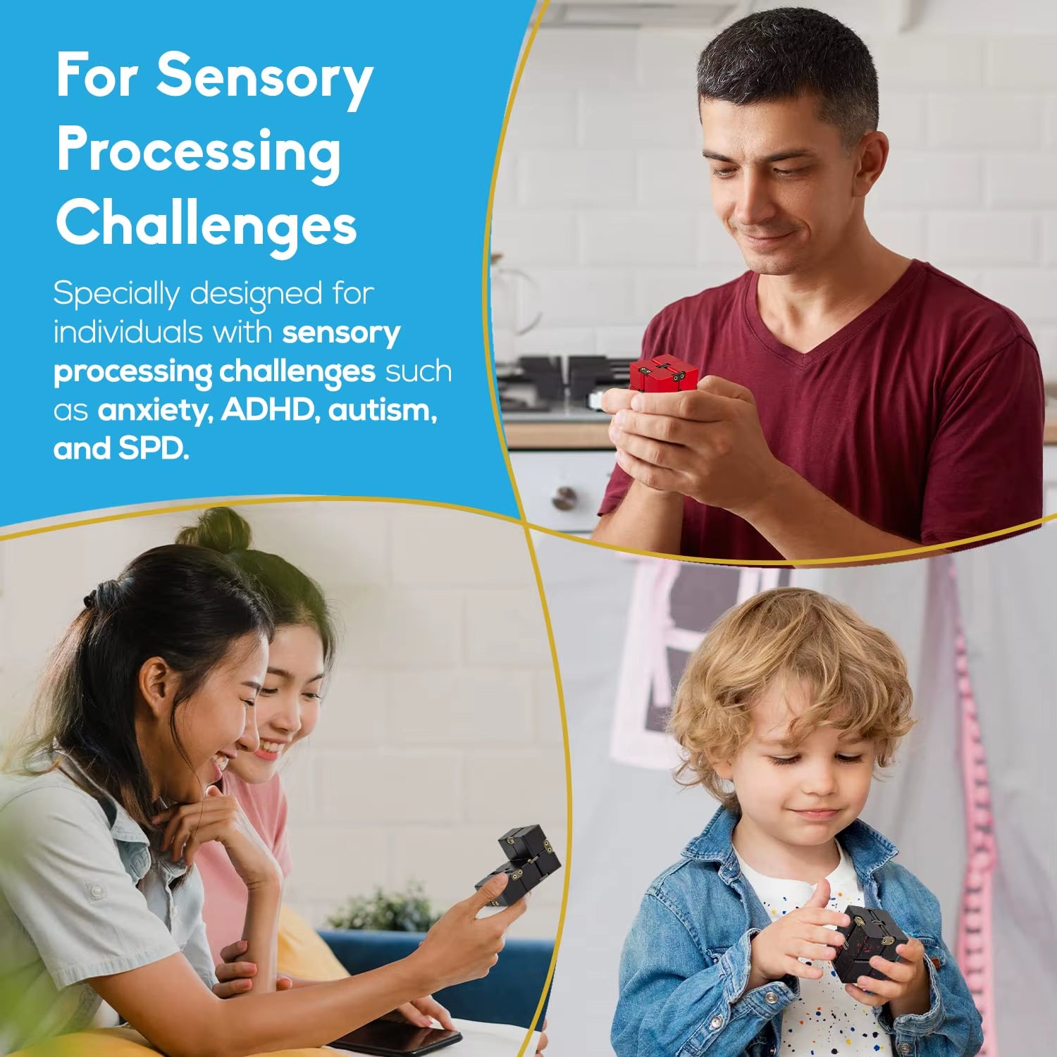 Experience Calm with the Infinity Cube Metal Fidget Toy - The Ultimate Anxiety Relief Device for Adults and Kids with Autism and ADHD