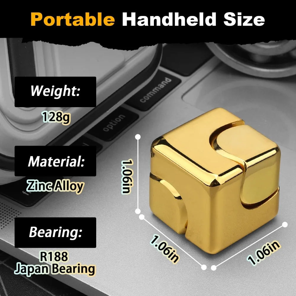 Discover Serenity with the Alloy Cube Spinner Fingertip Gyroscope - Your Ultimate Stress Relief Companion for Home, Office, and Travel