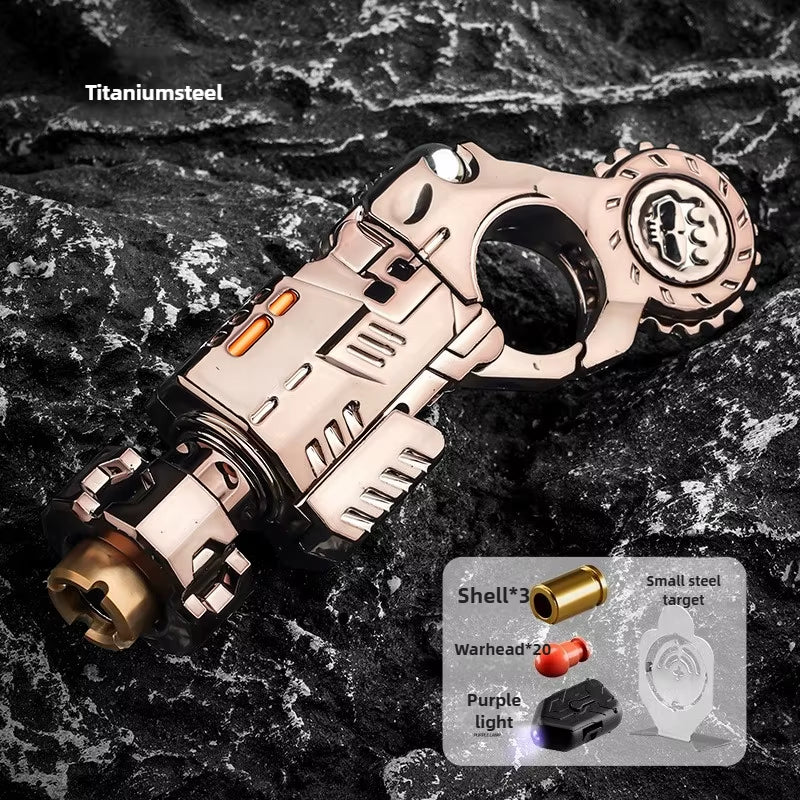 Shell-Ejecting Alloy Toy Pistol Set Stress Relief Fidget Sensory Toy Mini Finger Spinning Top EDC Desk Gadget Gift for Teen Boys
