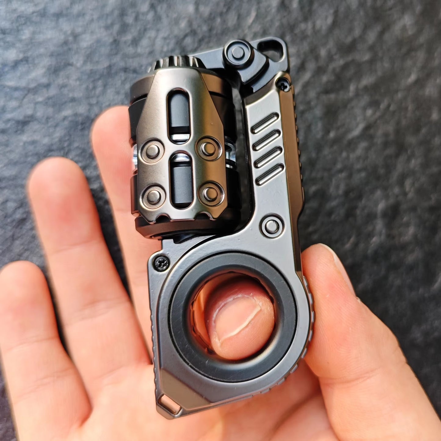 EDC Fidget Slider Toys - Tuning Fork Fidget Spinner with Magnetic Push Mechanism and Mechanical Ratchet for Crisp Sound