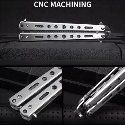 Foldable Stainless Steel Butterfly Knife Comb for Beard and Moustache Grooming - Professional Hairdressing Styling Tool