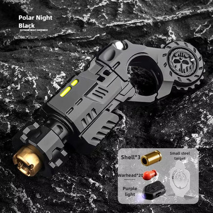 Shell-Ejecting Alloy Toy Pistol Set Stress Relief Fidget Sensory Toy Mini Finger Spinning Top EDC Desk Gadget Gift for Teen Boys Black