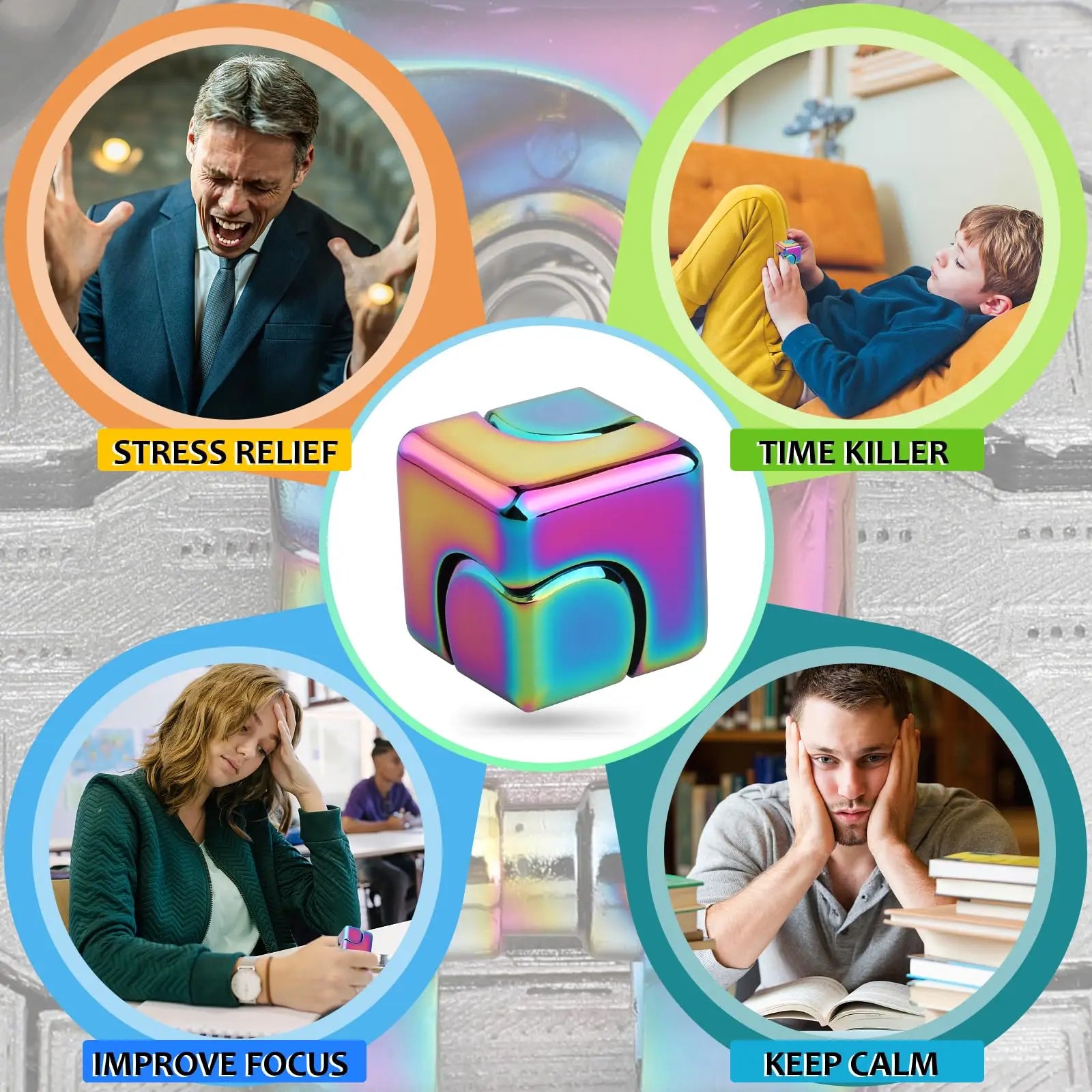 Discover Serenity with the Alloy Cube Spinner Fingertip Gyroscope - Your Ultimate Stress Relief Companion for Home, Office, and Travel