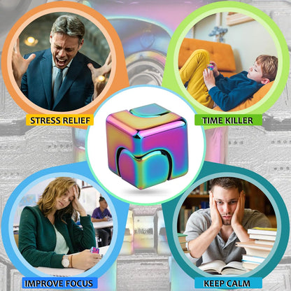 Discover Serenity with the Alloy Cube Spinner Fingertip Gyroscope - Your Ultimate Stress Relief Companion for Home, Office, and Travel