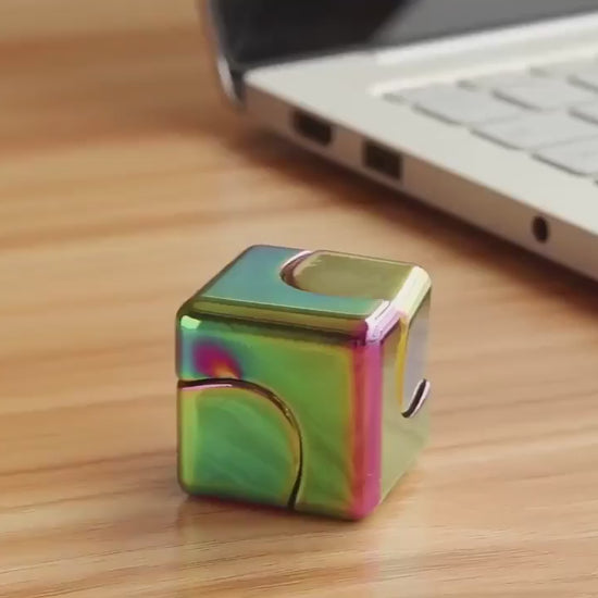 Discover Serenity with the Alloy Cube Spinner Fingertip Gyroscope - Your Ultimate Stress Relief Companion for Home, Office, and Travel