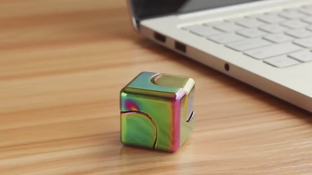 Discover Serenity with the Alloy Cube Spinner Fingertip Gyroscope - Your Ultimate Stress Relief Companion for Home, Office, and Travel